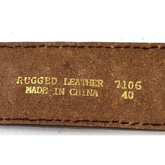 Rugged Leather 7106 Brown Belt Hashtag Stitching Design Men's Size 40 - Picture 3 of 12
